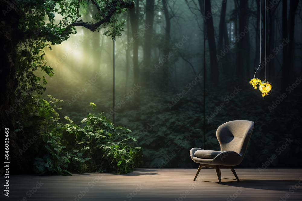 Modern chair with nature background