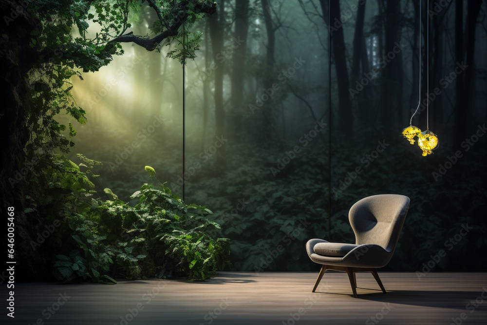 Modern chair with nature background Modern chair with nature background
