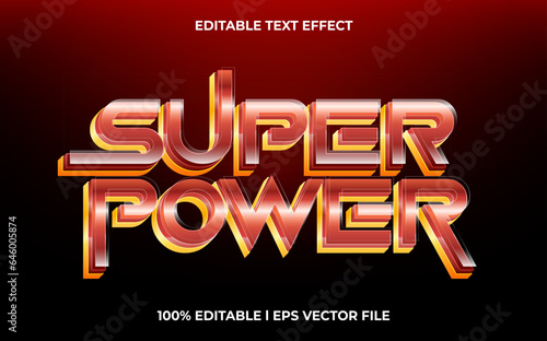 Super power 3d text effect with glow theme. typography for products tittle