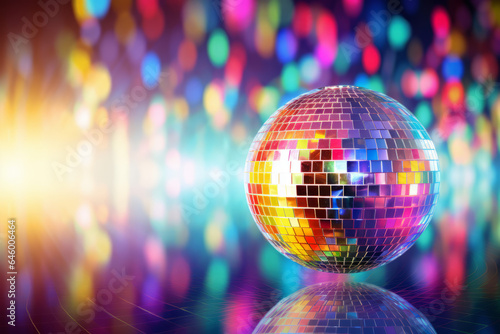 Disco ball illustration  multicolor music background  events  flyers etc.   with space for text