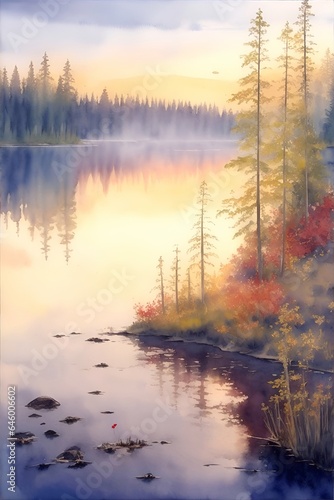 Beautiful Karelia landscape. Finland. AI generated illustration