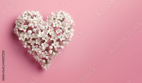 heart shape yasmine in pink background with copy space photo