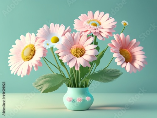 Daisy bunch isolated pastel background