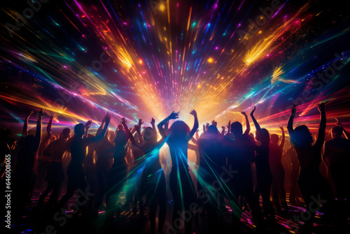 Disco laser - silhouette of people dancing under disco laser beam © Guido Amrein