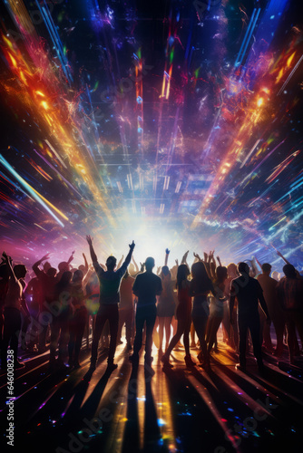 Wallpaper Mural Disco laser - silhouette of people dancing under disco laser beam Torontodigital.ca