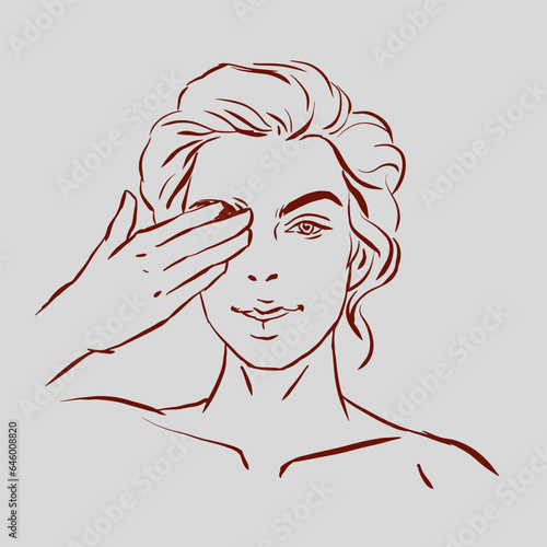 woman with closing her eye vector for card decoration illustration