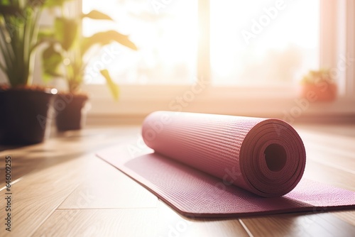 Close up of a rolling exercise mat