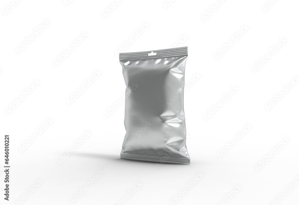 foil packag angle view with shadow 3d render foil packag angle view with shadow 3d render