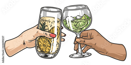 Alcoholic cocktail drinks sticker colorful