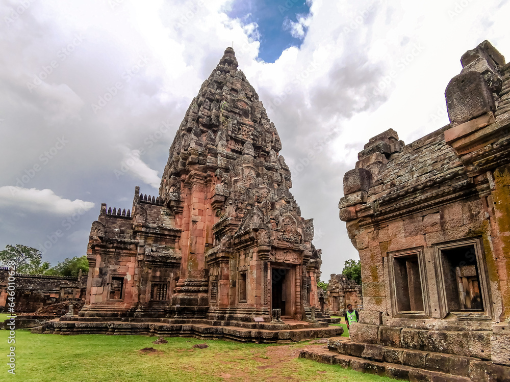 Landscape of Phanom Rung historical park,is the old architecture about a thousand years ago,located in Buriram Province,Thailand