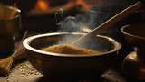 Preparing dessert with organic flour, sugar, and spice in rustic kitchen generated by AI