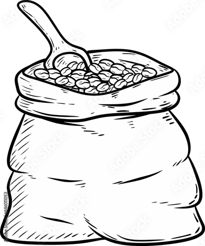 sketch of coffe in bag isolated on white