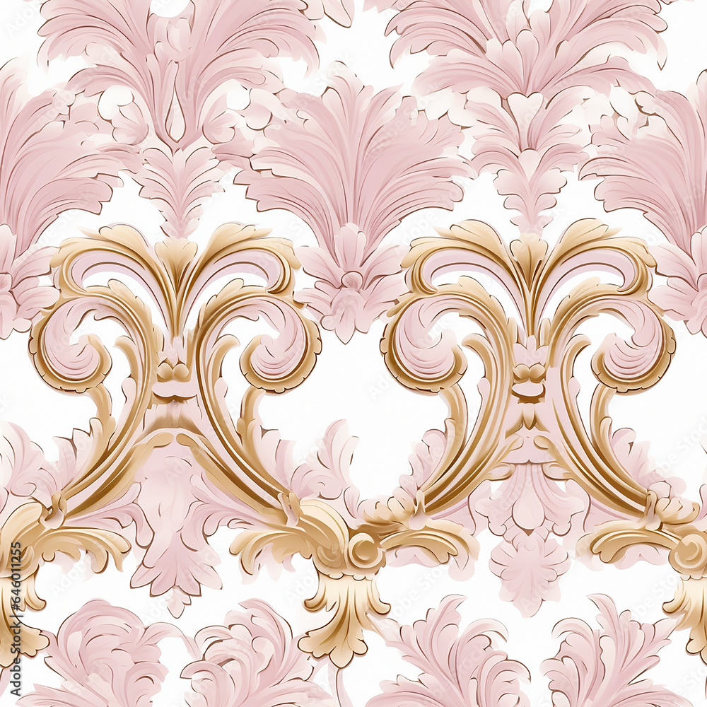 Rococo Soft Pink & Gold Elegance: Seamless Pattern Rococo Soft Pink & Gold Elegance: Seamless Pattern