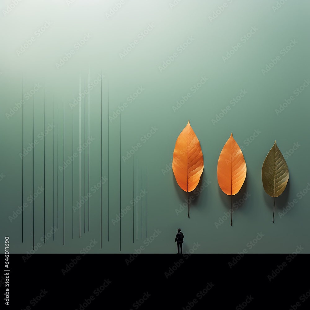 Creative layout of yellow and green autumn leaves. Creative layout of yellow and green autumn leaves.