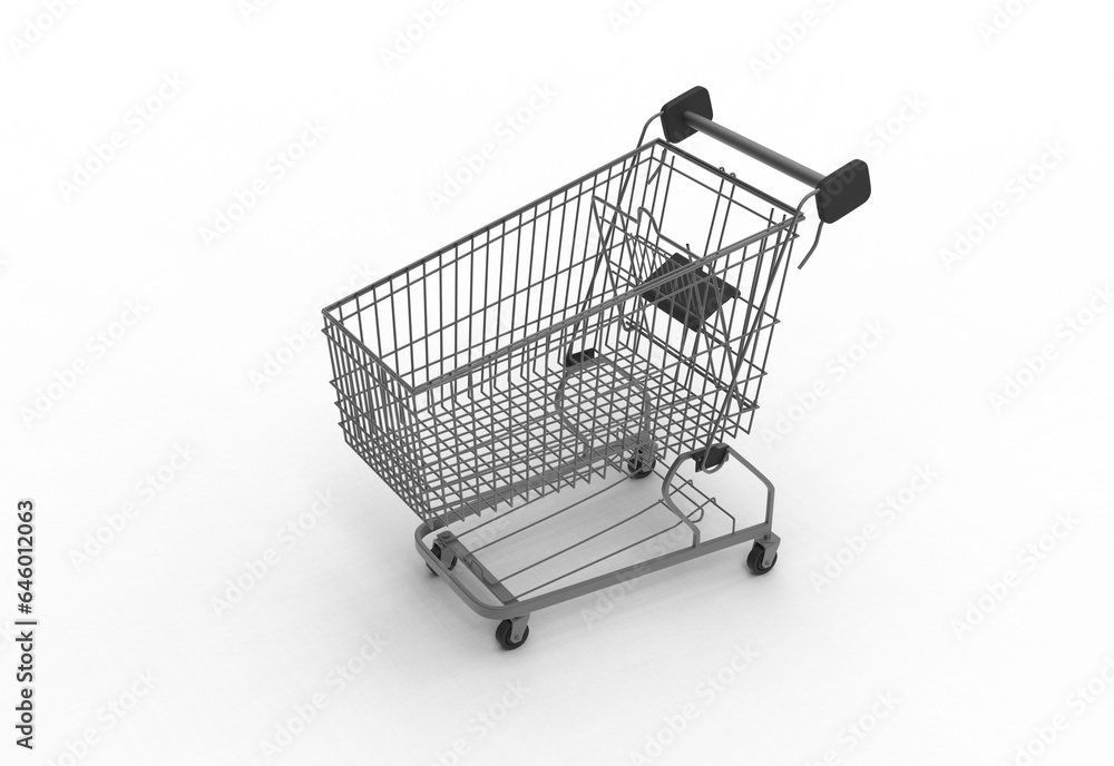 shopping cart top view with shadow 3d render shopping cart top view with shadow 3d render