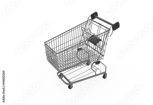 shopping cart top view without shadow 3d render
