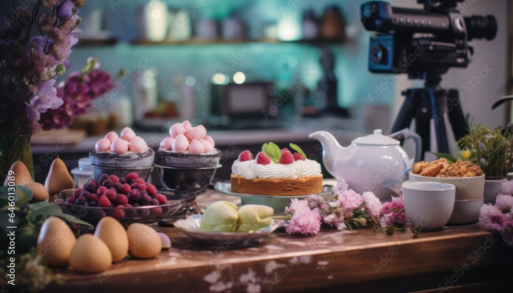 Photo of a delicious feast captured with a camera Photo of a delicious feast captured with a camera