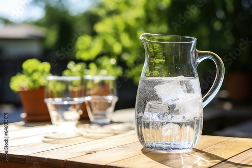 water jug on wooden table