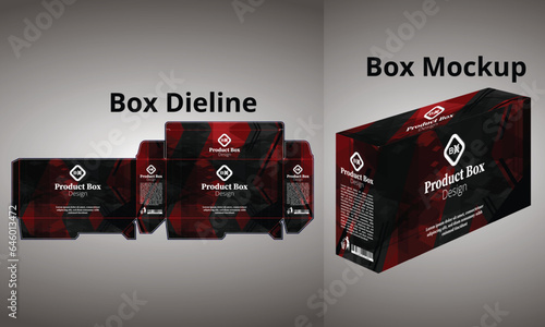 dieline and 3D mockup box illustration , cosmetic package box 3d mockup with dieline disegn, Gift craft Box, Box packaging and mockup diecut template