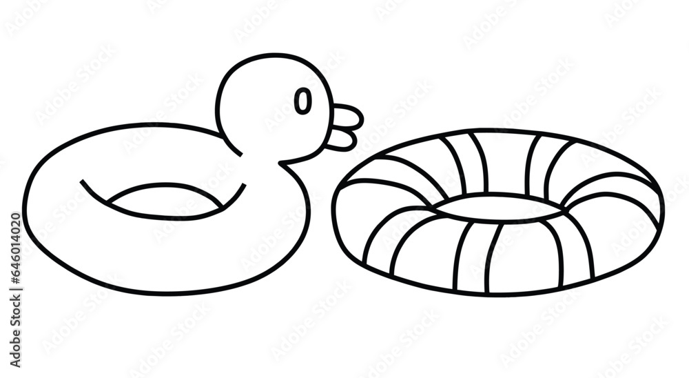 Fototapeta premium Hand drawn doodle life ring on white background.