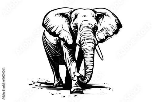 AI, Black and white icon of animal, Elephant