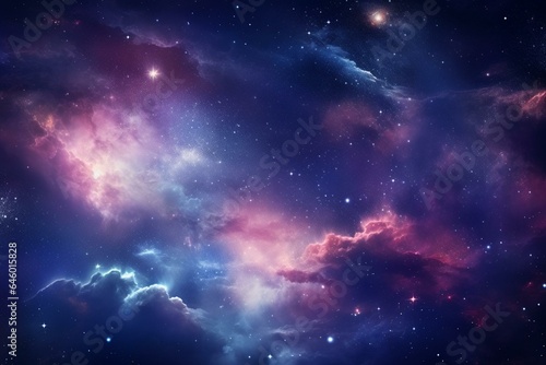Colorful cosmic backdrop with stars  nebula  and milky way. Infinite universe illustration. Generative AI