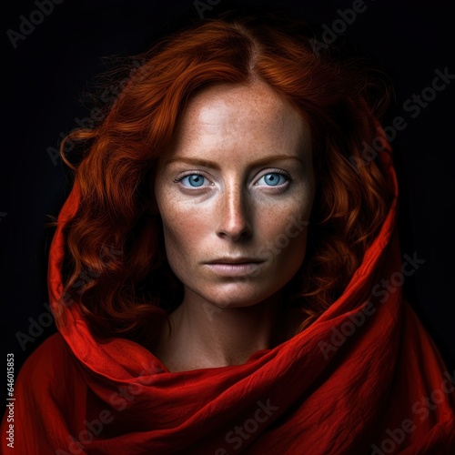 A mysterious woman wearing a red hood isolated on black background. Great for book covers and stories on fantasy  witchcraft  wicca  secrets  druids  mages and more.