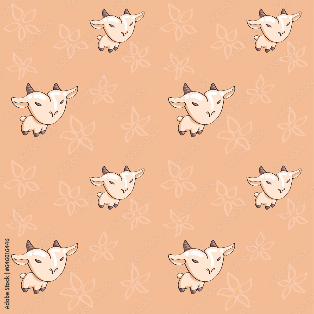 Seamless pattern with cute kawaii cows. Vector illustration.