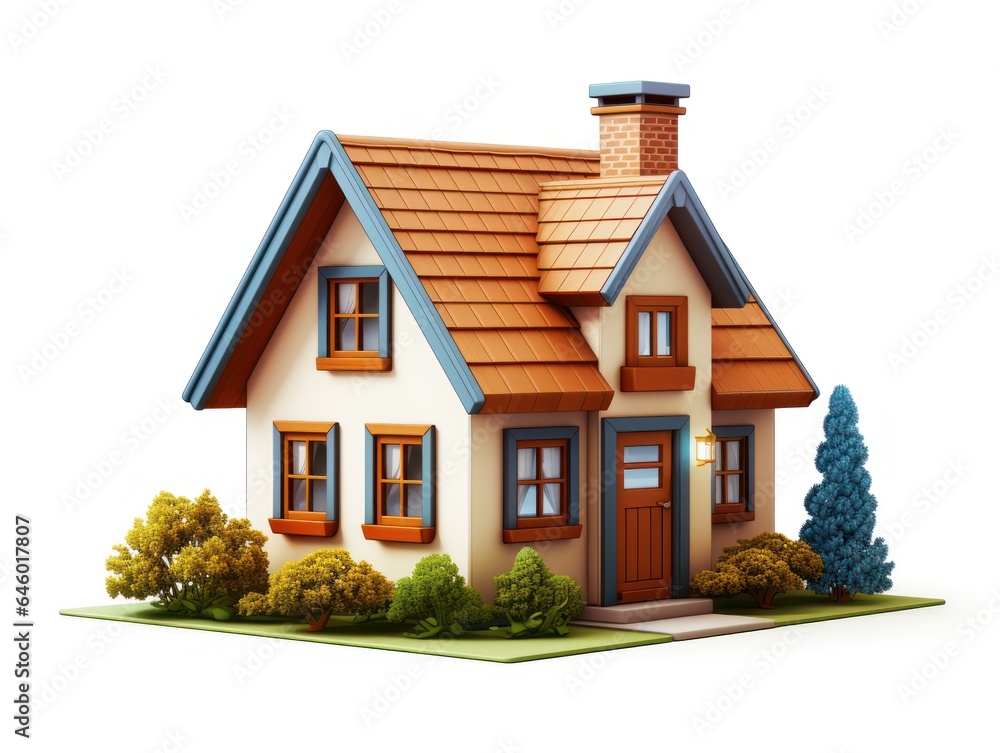 illustration of a small house with a large roof on a white background