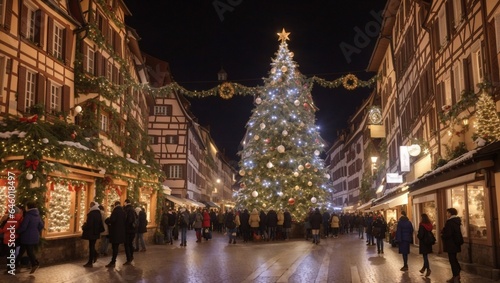 Christmas tree in strasbourg alsace france in nature