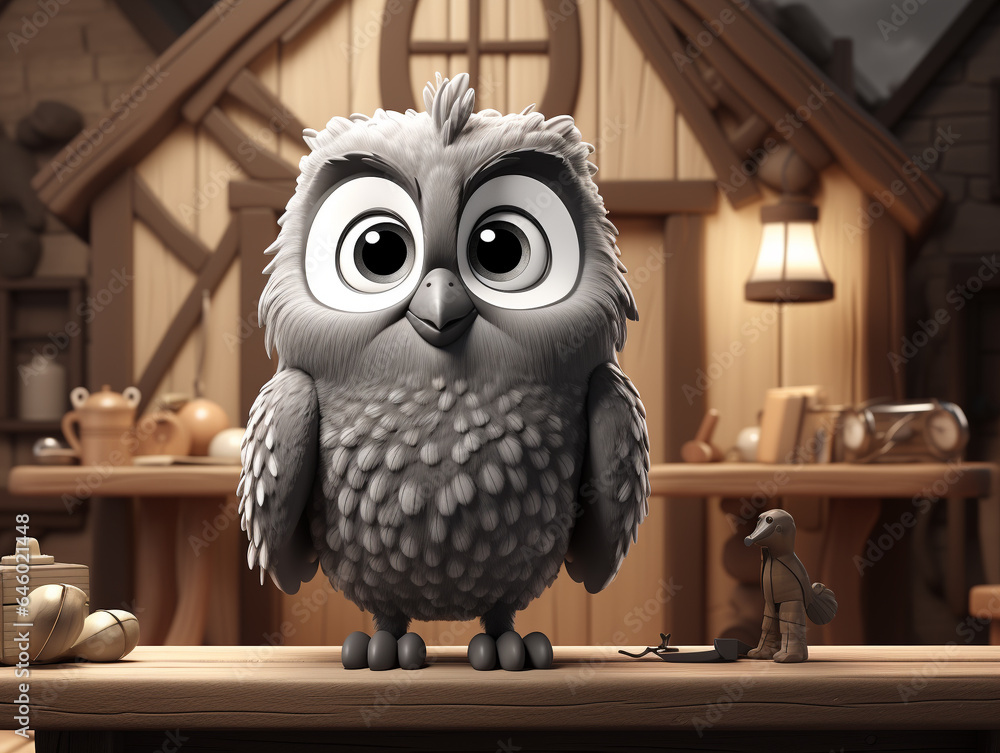 Obraz premium owl on a fence UHD wallpaper Stock Photographic Image