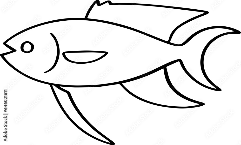 Fototapeta premium cartoon fish drawing illustration.