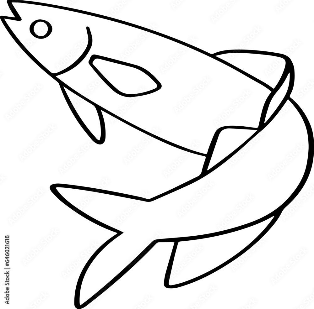 Fototapeta premium cartoon fish drawing illustration.