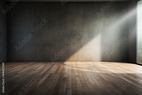 Sunlight falling into an empty room with a mock up wall.