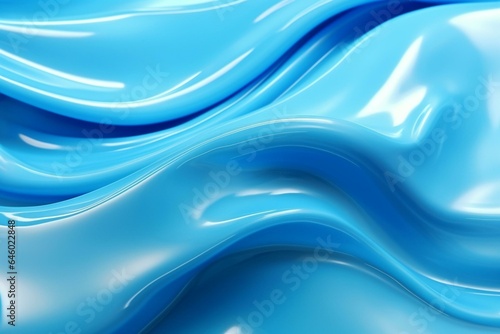 Blue liquid-like glossy background with a wavy shiny surface. Generative AI
