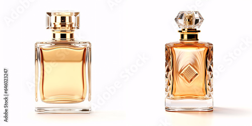 Behold a Beautiful Gold Glass Bottle of Men's Eau De Parfum, set against a pure white backdrop