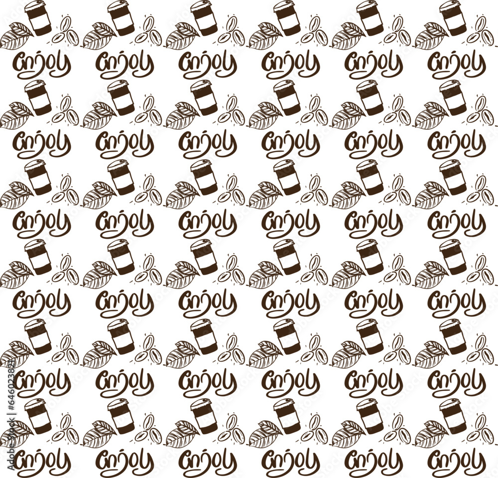 Coffee seamless pattern with a cups. Seamless texture of coffee icons. Vintage restaurant menu. Food and drink pattern. Vector illustration