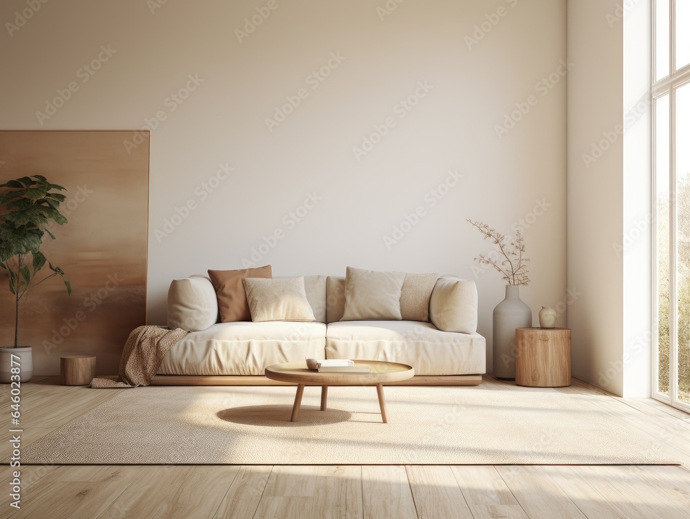 Fototapeta premium Light living room with modern furniture.