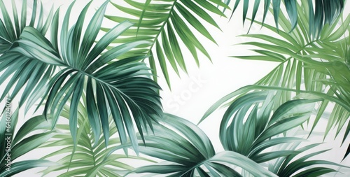 Tropical leaves with white background.