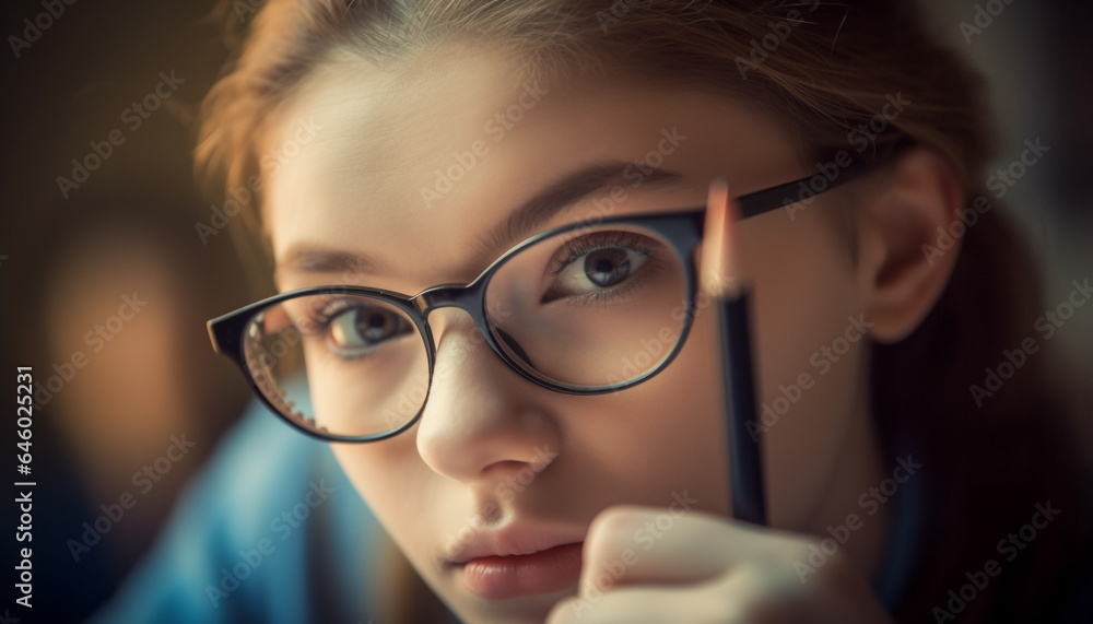 woman with brown hair smiling at camera with confidence generated by AI woman with brown hair smiling at camera with confidence generated by AI