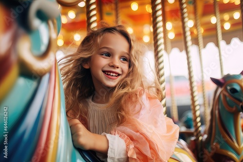 child on carousel