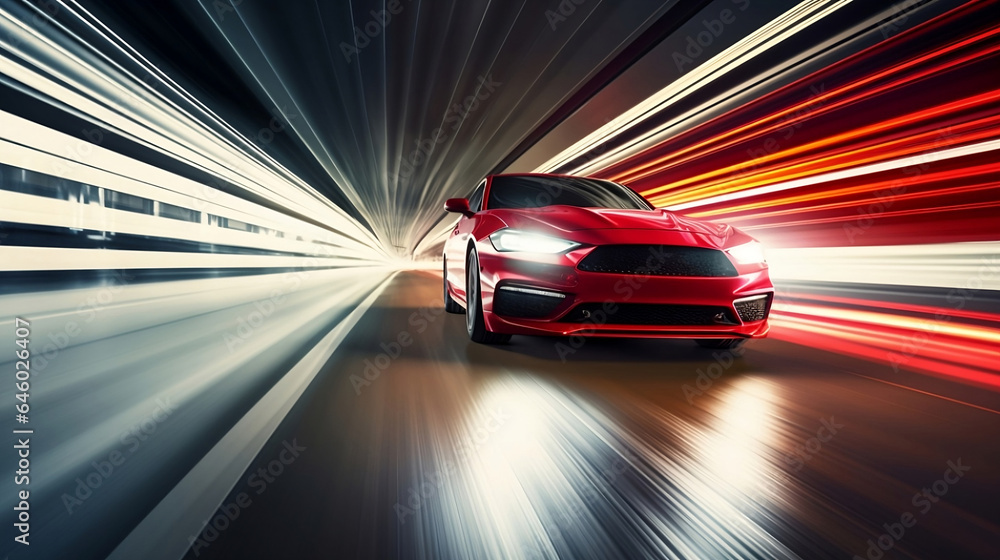 Dynamic Photograph Capturing Car Light Streaks and Essence of Speed on Bustling Highway.