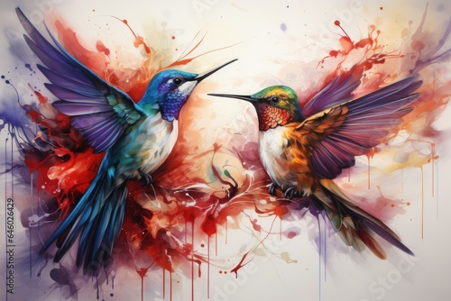 two hummingbirds, colorful © Natalia