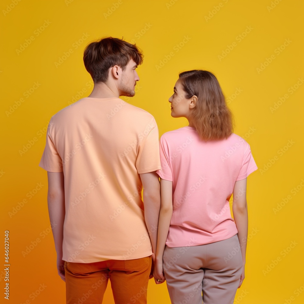 Illustration of a fashion portrait with plain t-shirt mockup, AI Generated Illustration of a fashion portrait with plain t-shirt mockup, AI Generated