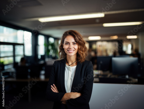 Smiling business woman standing in office