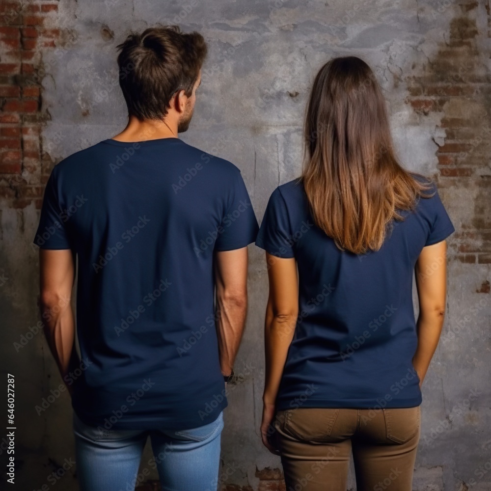 Illustration of a fashion portrait with plain t-shirt mockup, AI Generated Illustration of a fashion portrait with plain t-shirt mockup, AI Generated