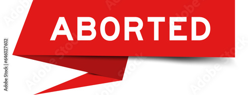 Fotografi Red color speech banner with word aborted on white background