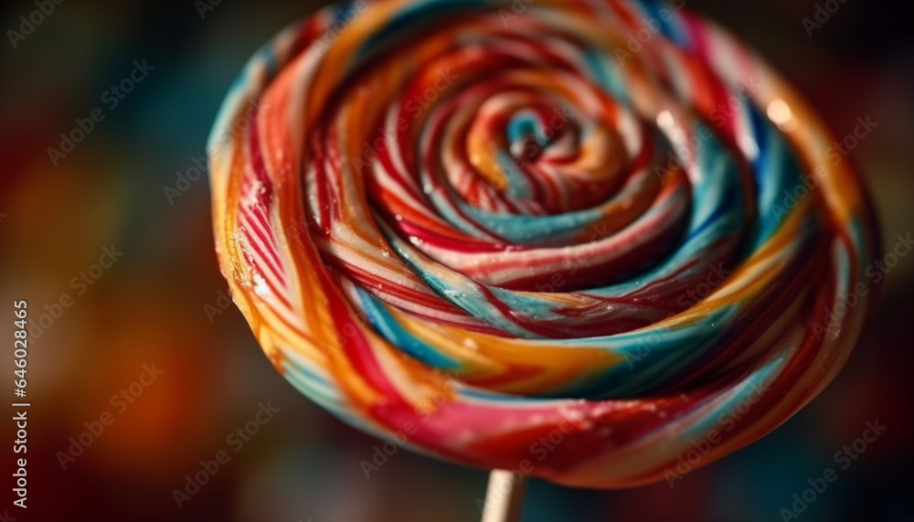 Spinning candy cane, a sweet spiral of childhood indulgence generated by AI