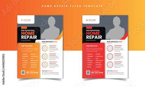 professional handyman services flyer, handyman flyer, home repair services Template