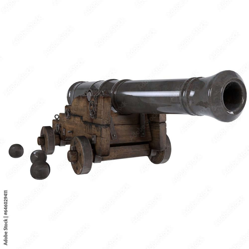 Iron Cannon Isolated On Transparent Background